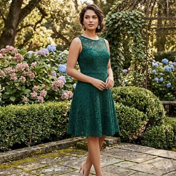 David's Bridal Dresses & Skirts - Wedding Guest Summer Dress Green Lace Sz 6 Romantic Fairy Coquette Davids Bridal